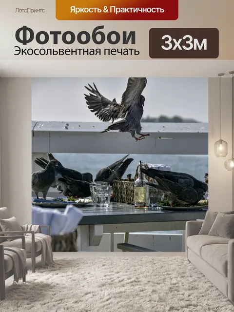 Фотообои Птицы на столе ресторана