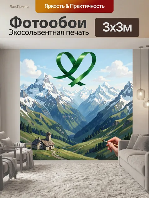 Фотообои Альпийские вершины и зелёная лента