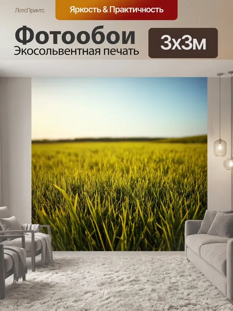 Фотообои поле, убаюкивающее звуками природы, где шепчет ветер и трещат травы, создающее успокаивающее ощущение