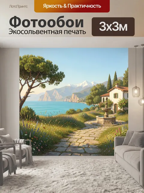 Фотообои Средиземноморский пейзаж с виллой