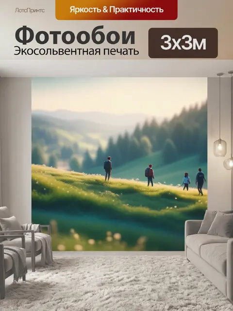 Фотообои лето пейзаж с людьми легкий