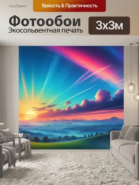 Фотообои пейзаж с небом рисунок разноцветный