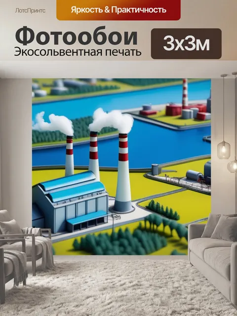 Фотообои пейзаж с заводом смешной