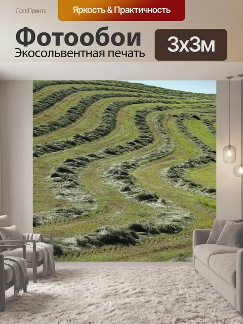 Фотообои Сено полеводства изогнутые линии