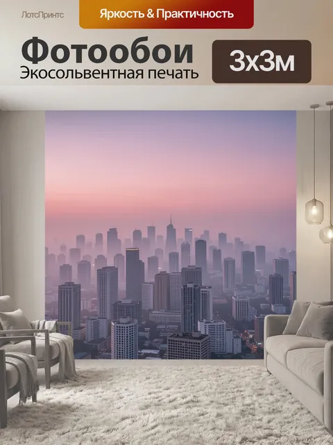 Фотообои Городской мегаполис на закате