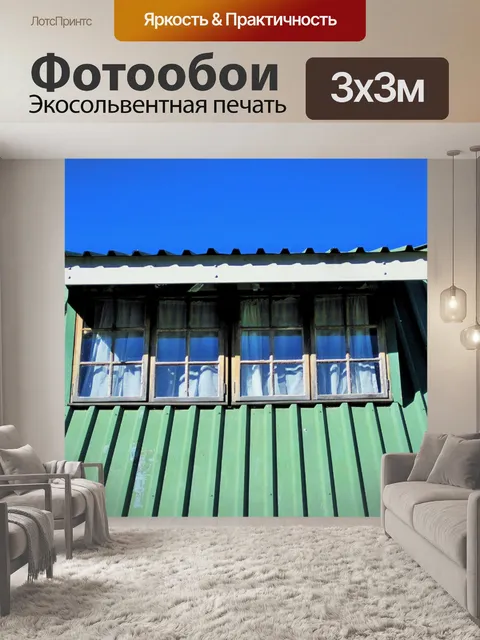 Фотообои Зеленая крыша и окна