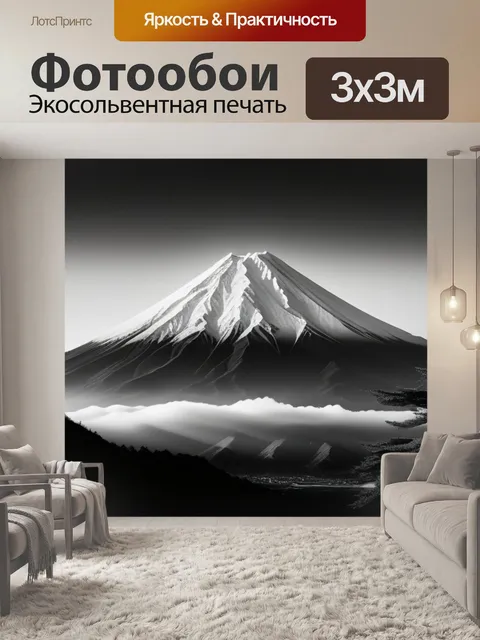 Фотообои с фудзиямой чернобелый