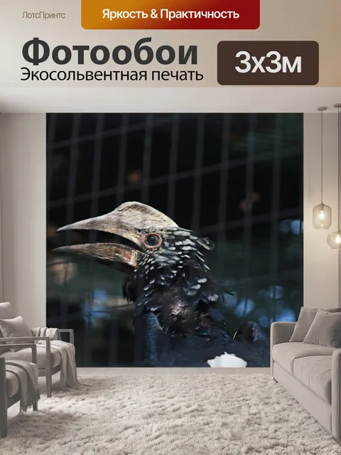 Фотообои серебристая щека-носорог в клетке