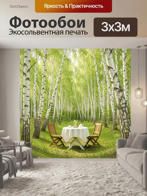 Фотообои Пикник в березовом лесу