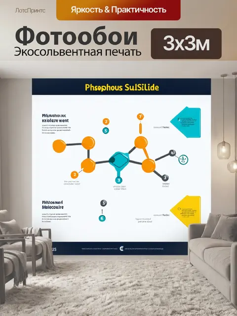 Фотообои изобразите цифровой инфографический стиль молекулы сульфида фосфора