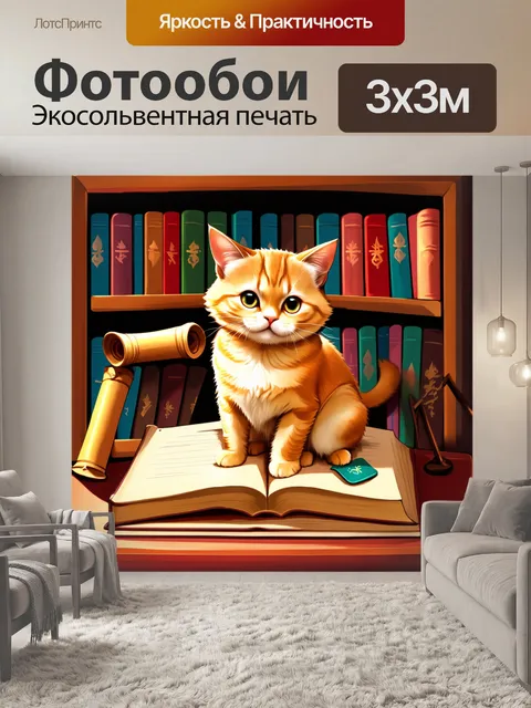 Фотообои иллюстрация рыжей кошки