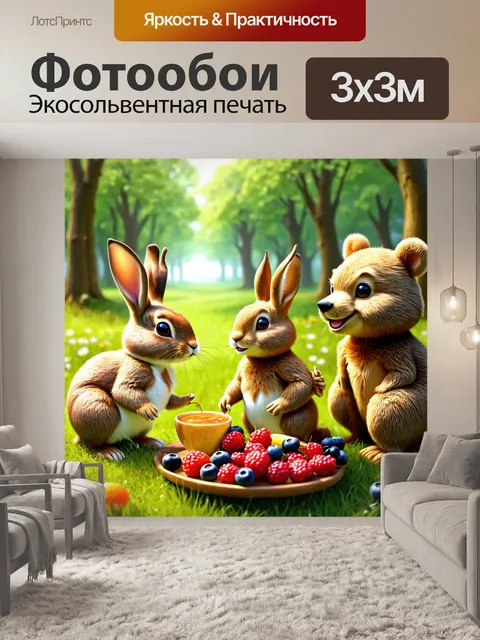Фотообои сказка животные: утренний лес