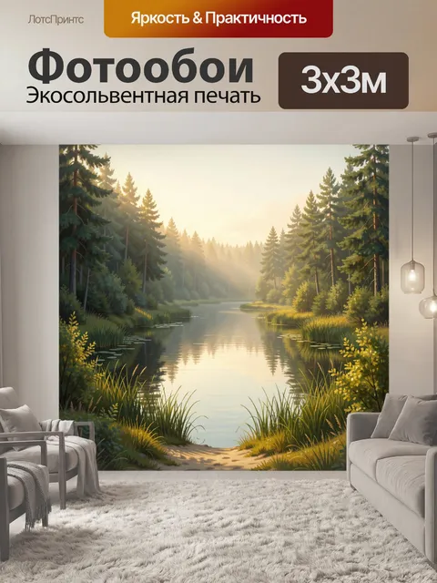 Фотообои Лесная река в утреннем тумане
