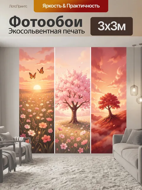 Фотообои Цветочные пейзажи на закате