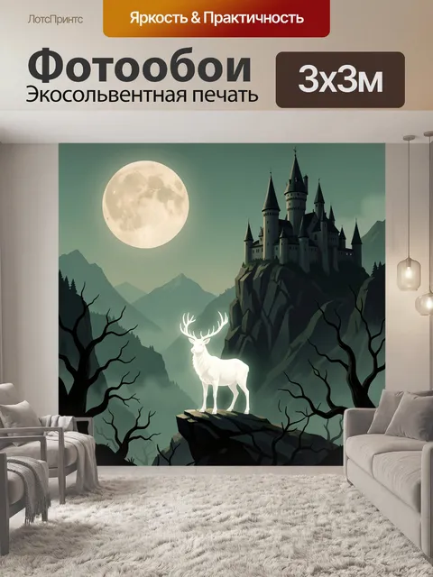 Фотообои Светлый олень у замка
