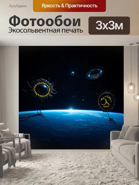 Фотообои космос в стиле нуар: удаленные миры, находящиеся в вечной темноте, с малознакомыми формами жизни