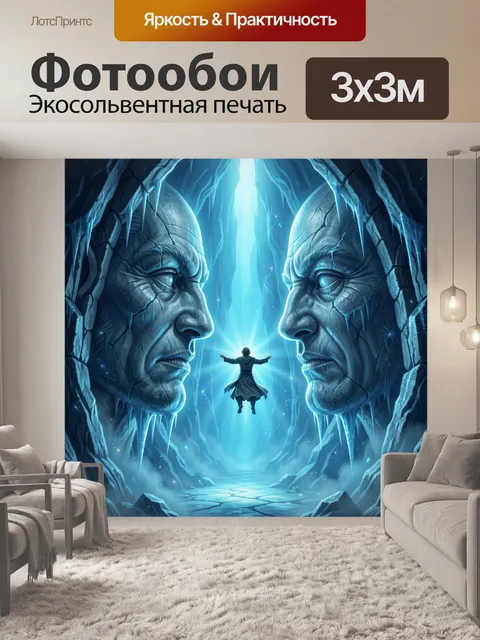 Фотообои Ледяная пещера с древними лицами