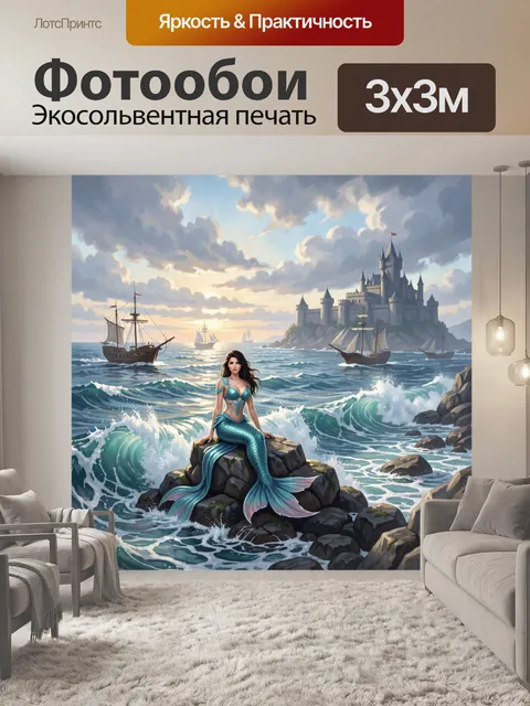 Фотообои Русалка на скалистом берегу