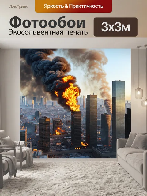 Фотообои целый город охвачен пламенем