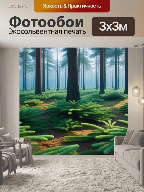 Фотообои рассвет в еловом лесу