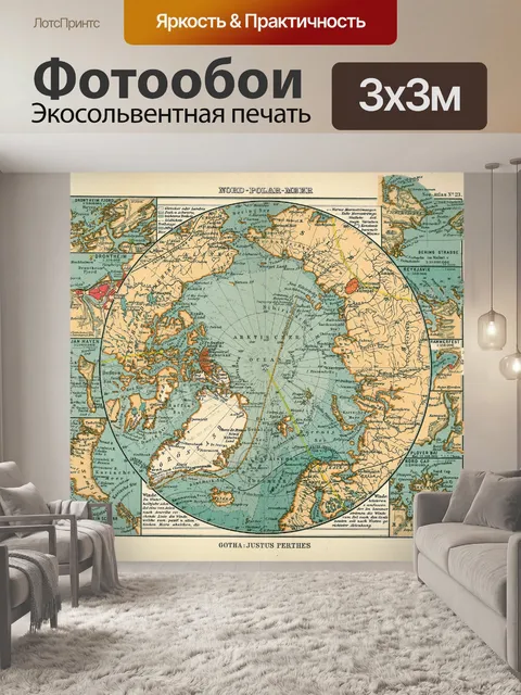 Фотообои Северная полярная карта