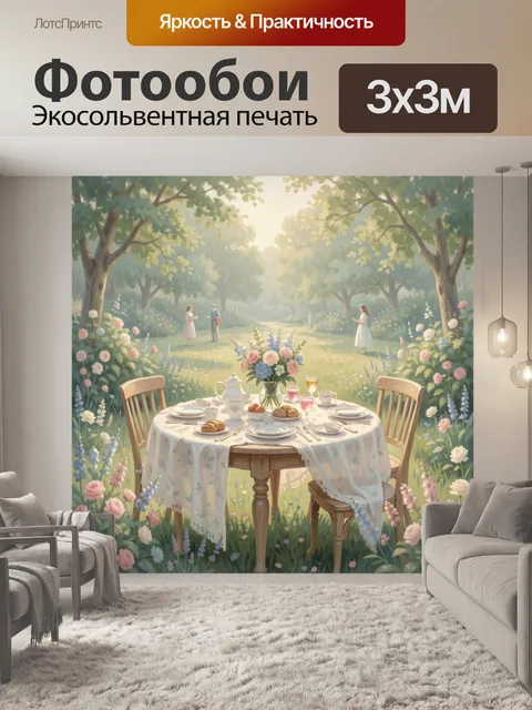 Фотообои Чаепитие в цветущем саду