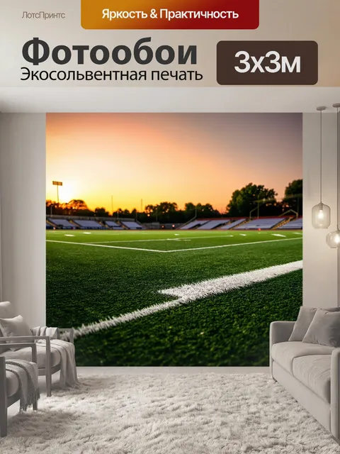 Фотообои футбольное поле на закате