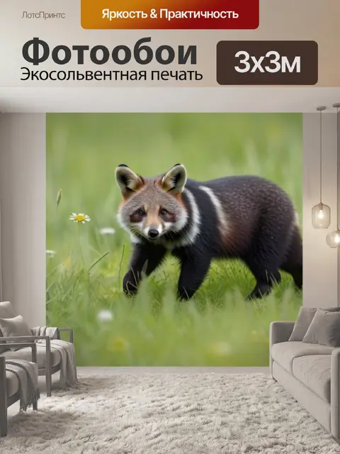 Фотообои лесные звери на лужайке