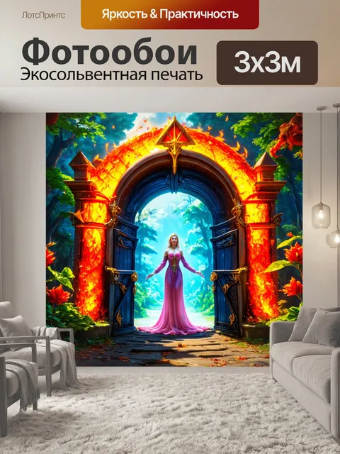 Фотообои сказка тайна волшебных ворот, которые открываются в другие миры, с яркими порталами и стражами