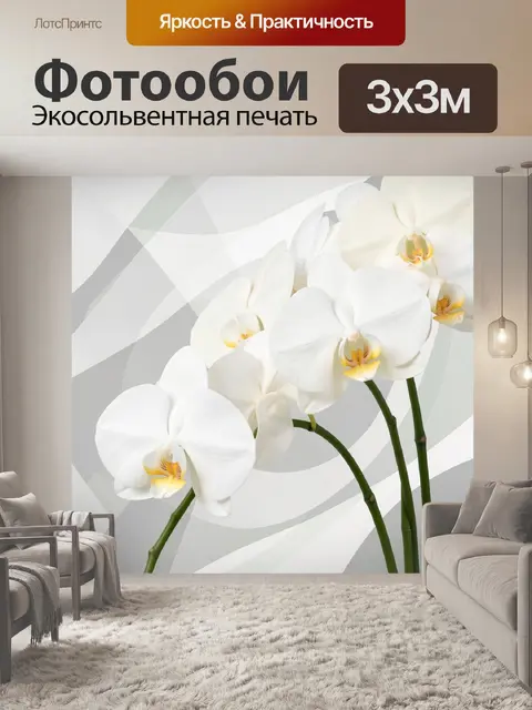 Фотообои Белые орхидеи на абстрактном фоне