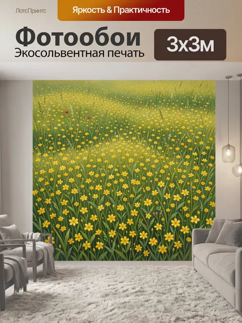 Фотообои Луговые цветы в золотистых тонах