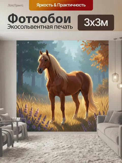 Фотообои Лошадь в осеннем лесу