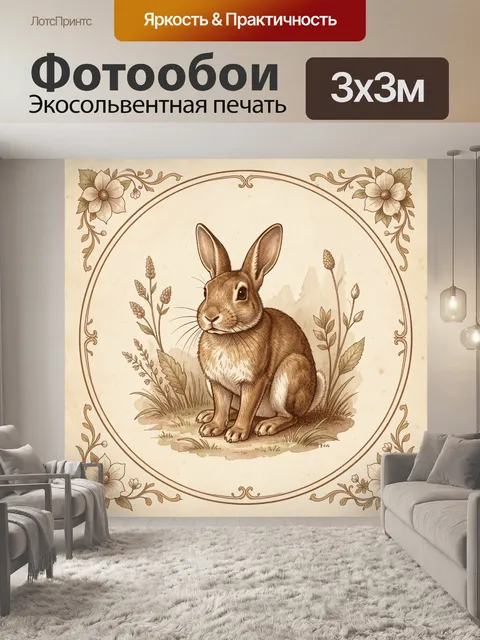 Фотообои Заяц среди луговых трав