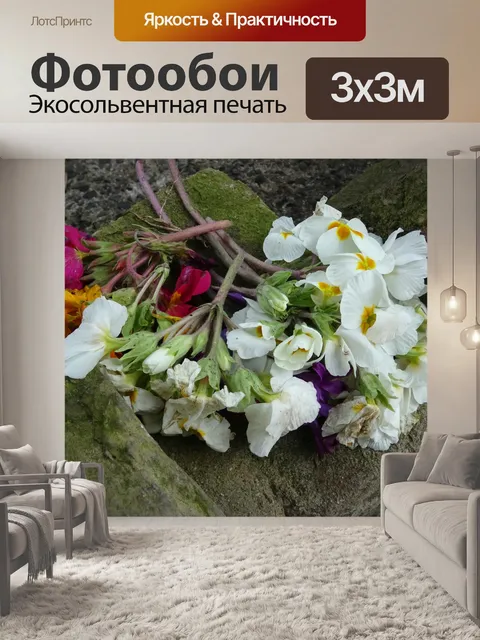 Фотообои Рука поднято Цветы, оставленные на стене