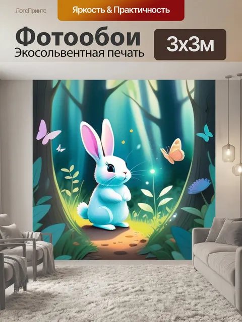 Фотообои кролик в лесу