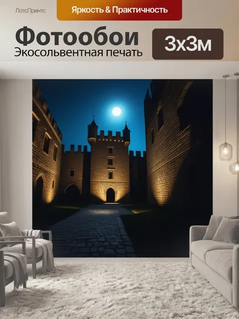 Фотообои ночь в старинном замке с таинственными тенями