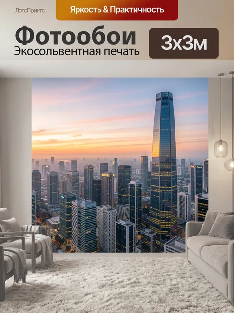 Фотообои Силуэт небоскрёбов на закате