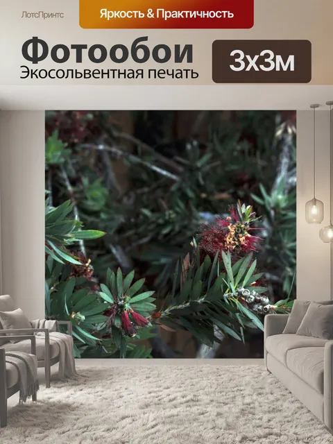 Фотообои Красный и зеленый цветочный фон