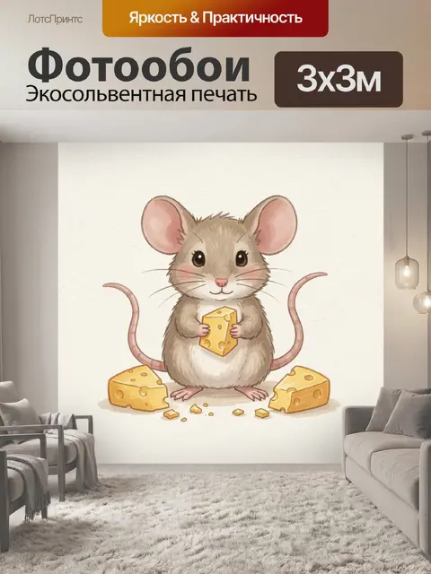 Фотообои Мышонок с кусочком сыра
