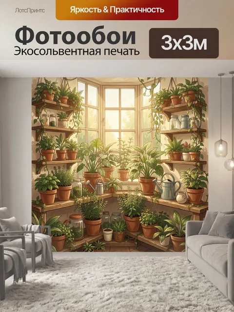 Фотообои Уютная оранжерея с комнатными растениями