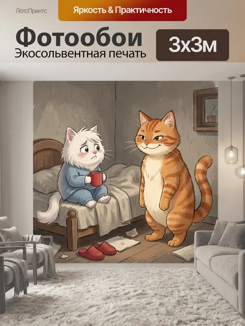Фотообои Коты в уютной комнате