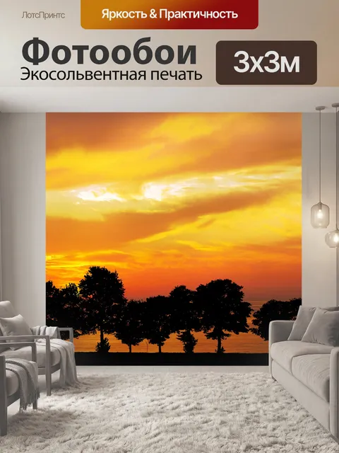 Фотообои Деревья на силуэте заката