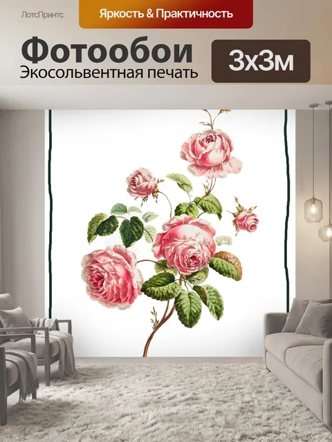 Фотообои Винтажная цветочная иллюстрация