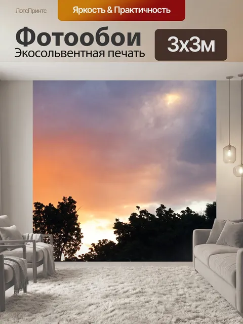 Фотообои силуэты деревьев на фоне заката