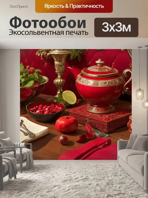Фотообои натюрморт с красными предметами
