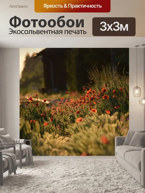 Фотообои Красный букет маков