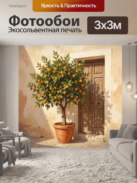 Фотообои Апельсиновое дерево у двери