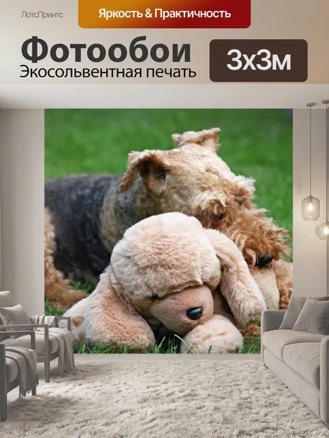 Фотообои Собака с Плюшевые игрушки