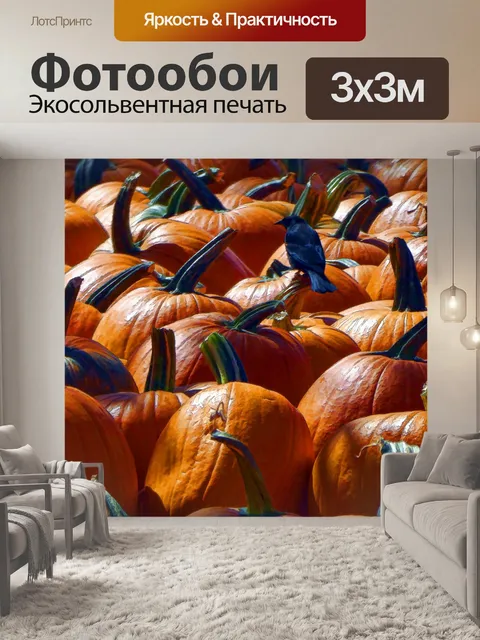 Фотообои Черная птица на тыкве