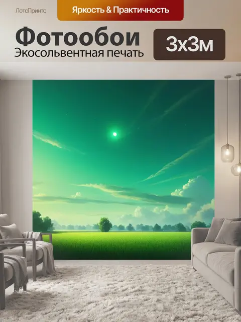 Фотообои пейзаж с зеленым небом вдохновляющий